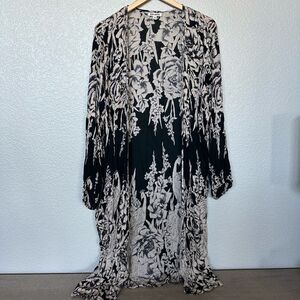 Billabong Floral Black Tan Swim Beach Cover Uo Dress Tunic M/L